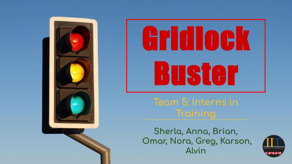 Gridlock Buster — TCAP title slide with traffic signal