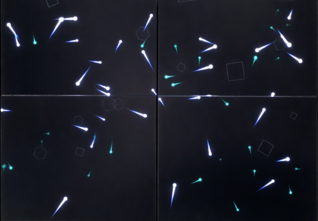 Dance of the Comets — multi-screen comet visualization still