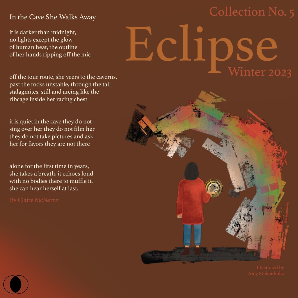 Editorial — In the Cave She Walks Away poem spread (Eclipse)
