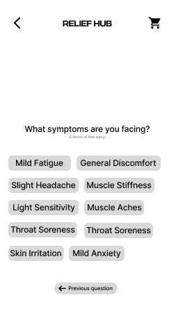 Mobile — symptom multi-select questionnaire