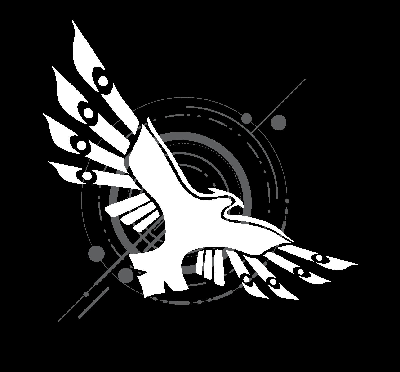 Logo — circular eagle mark on black