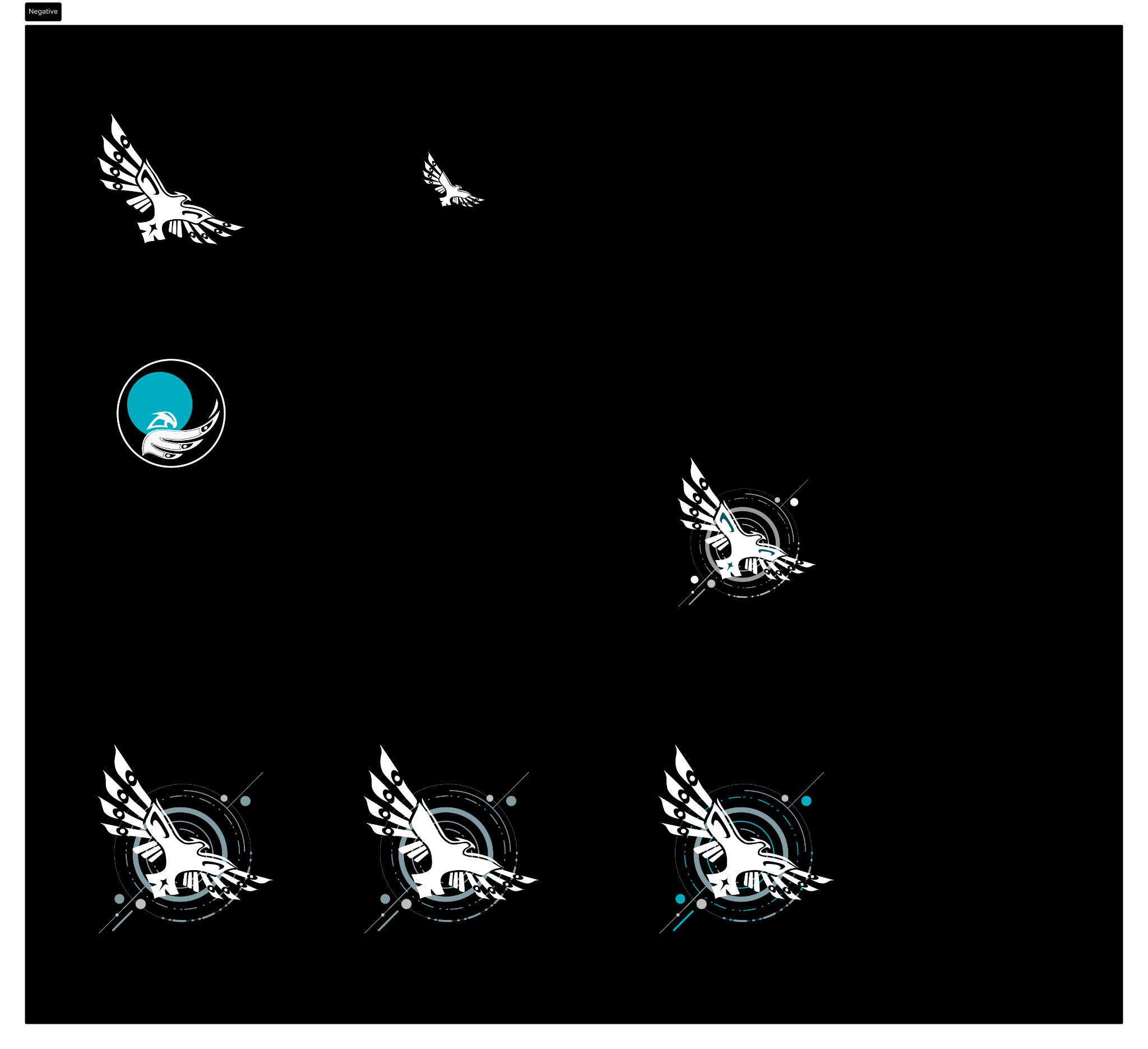 Negative-space and dark-background logo explorations