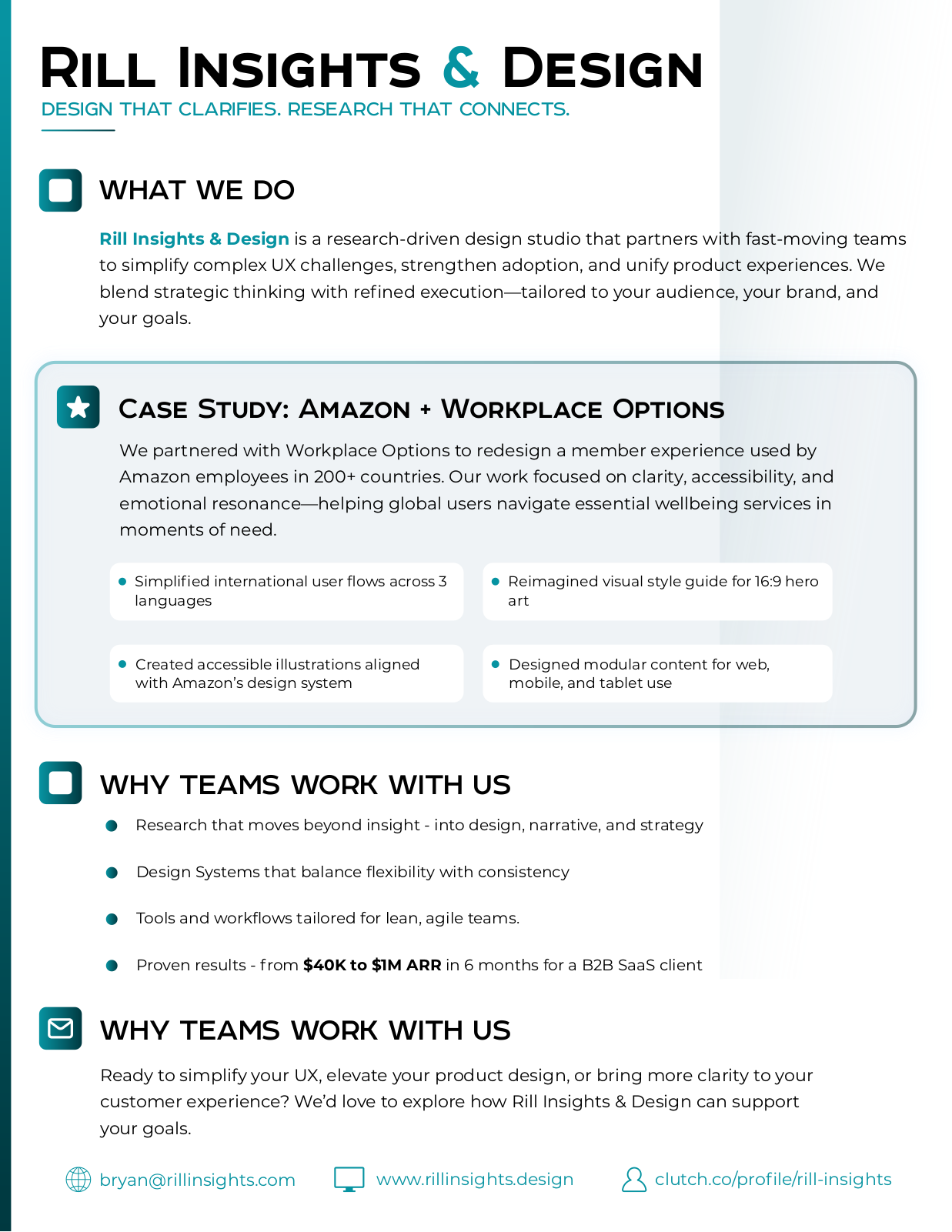 Rill Insights one-page marketing sheet