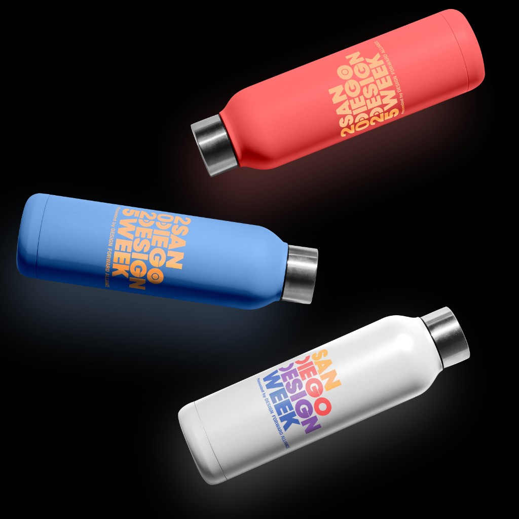 Branded water bottle mockups — SDDW 2025