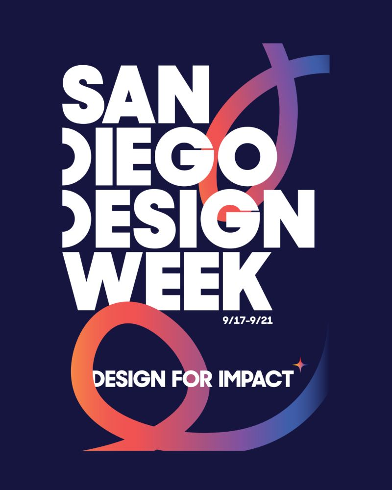 Poster — Design for Impact, dates 9/17–9/21, gradient ribbons on navy