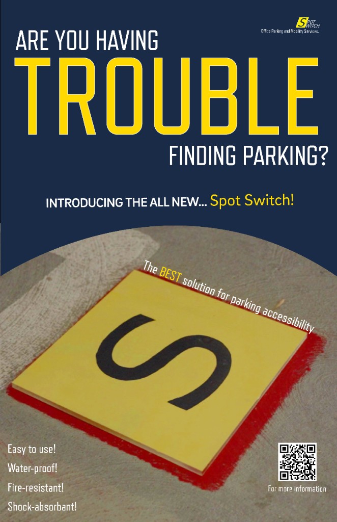 Poster — full marketing layout: headline, product photo, features, QR